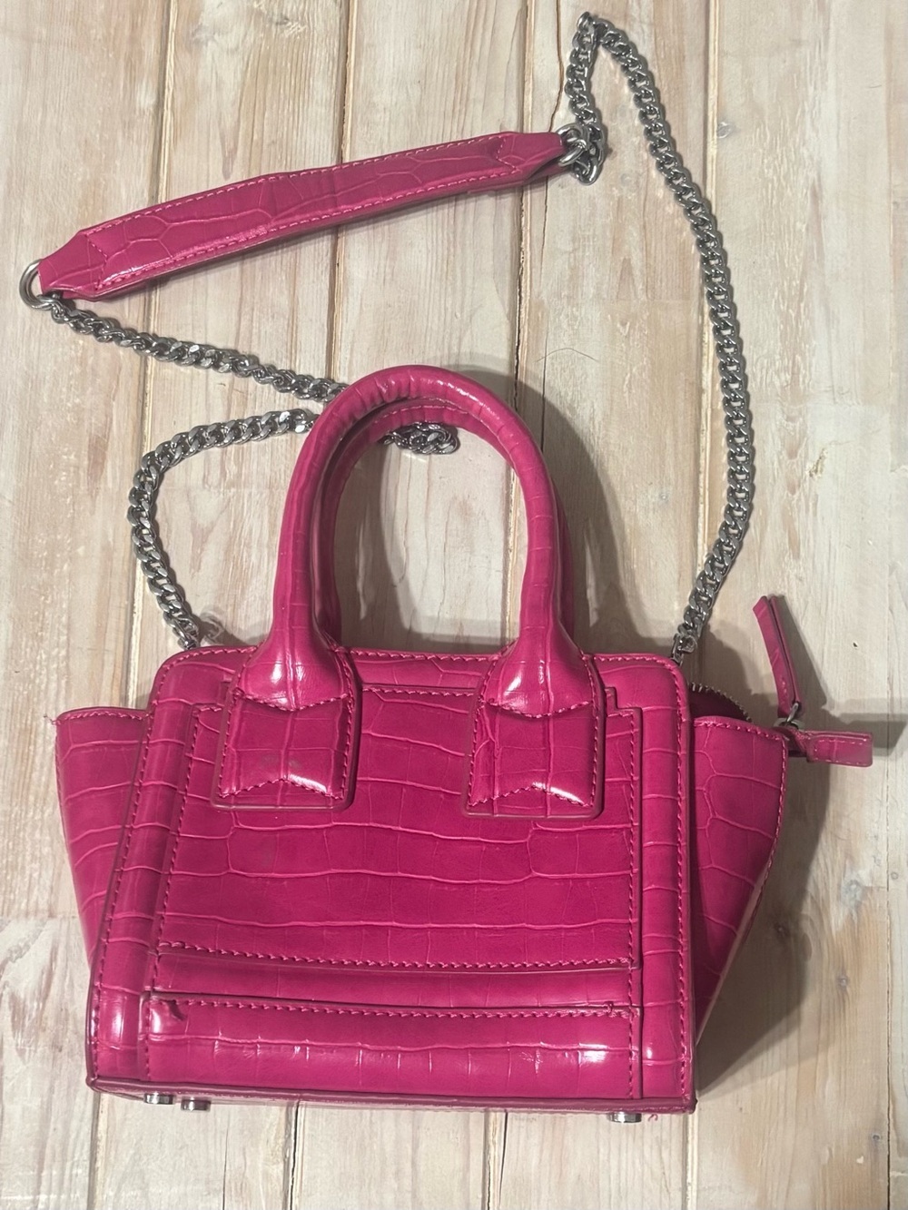 Zara Pink Crocodile crossbody top handle bag - Picture 2 of 2
